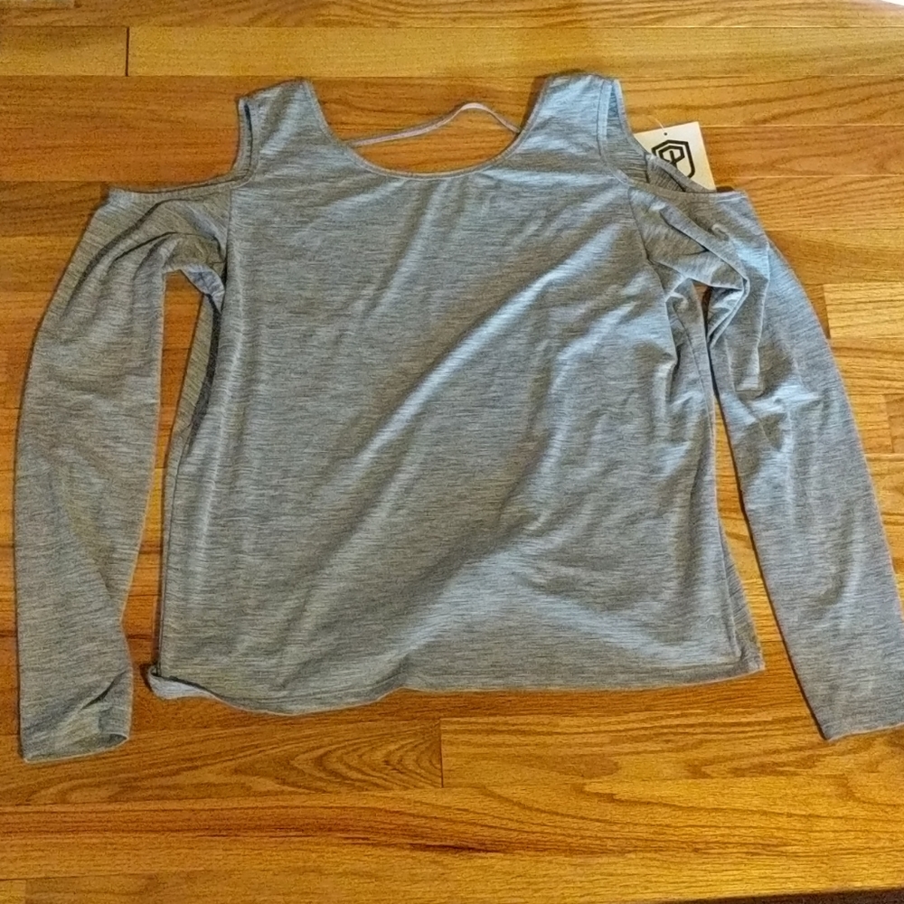 NWT Born Primitive Cold Shoulder Top Gray Size M